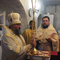 В Воскресенском храме села Трубино литургию совершил епископ Людиновский Никита