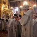 В Лазареву субботу глава Калужской митрополии совершил богослужение в кафедральном Свято-Троицком соборе