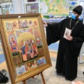 В г. Обнинске в школе олимпийского резерва «Олимп» Министру была представлена икона «Собор святых воинов, покровителей спорта».